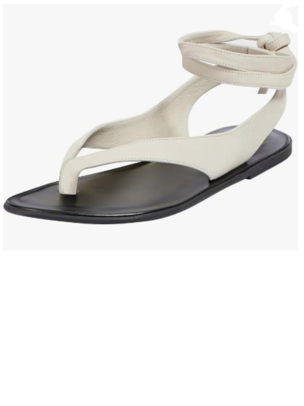 FOWT Beige Split Round Toe Sandals Lace up Strappy Flats Flip Flop Shoes